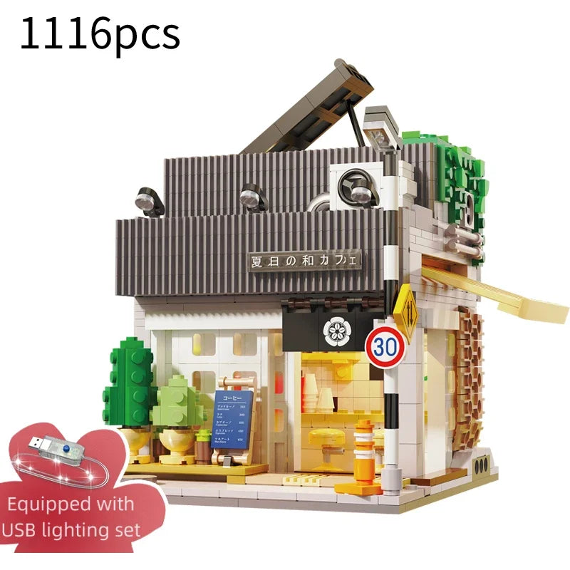 Cada LED City Japanese Style Building Blocks Coffee House Set - 1116Pcs