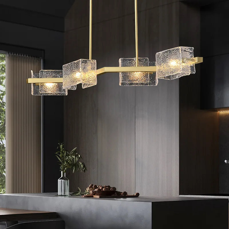 Elegant E14 Chandelier - Luxurious Copper & Textured Glass Design