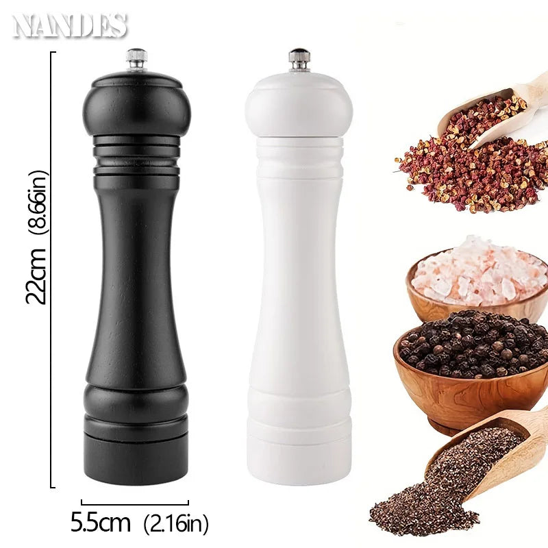 8-Inch Wooden Salt and Pepper Grinder – Adjustable Ceramic Mill
