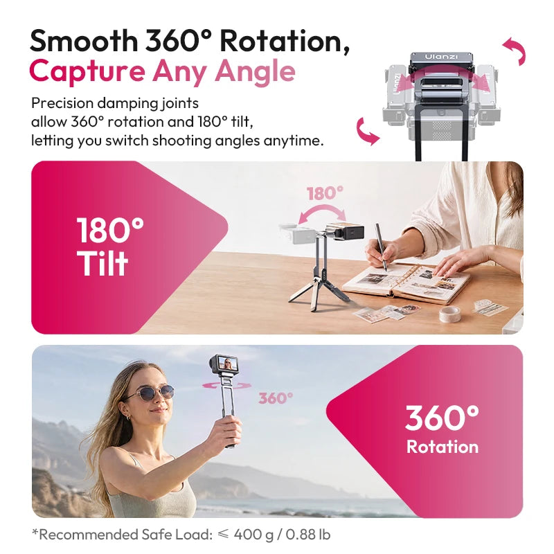 Ulanzi MA37 Mini Tripod for DJI Action 5/Osmo Nano - Compact & Magnetic