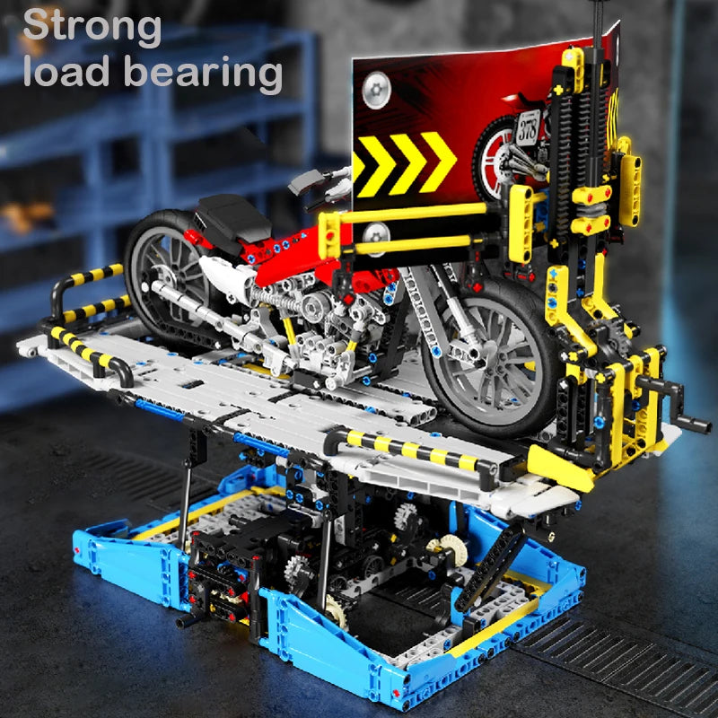 Motorcycle Test Bench Building Blocks - Fun Engineering Toy for Kids