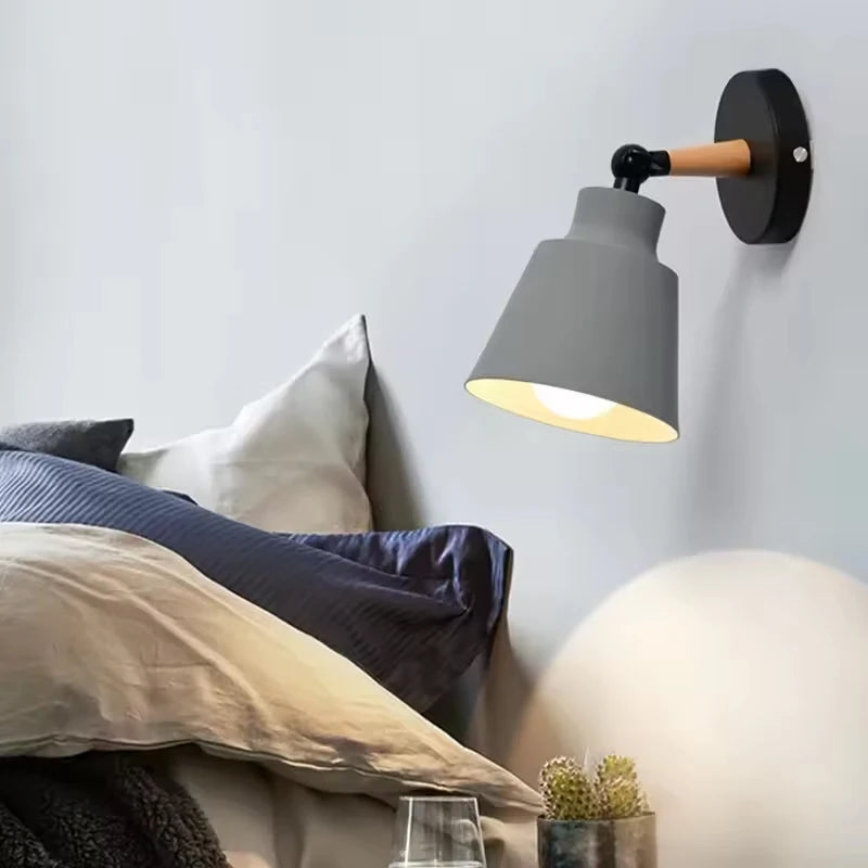 Modern Solid Wood LED Wall Lamp for Living Room & Bedroom Decor