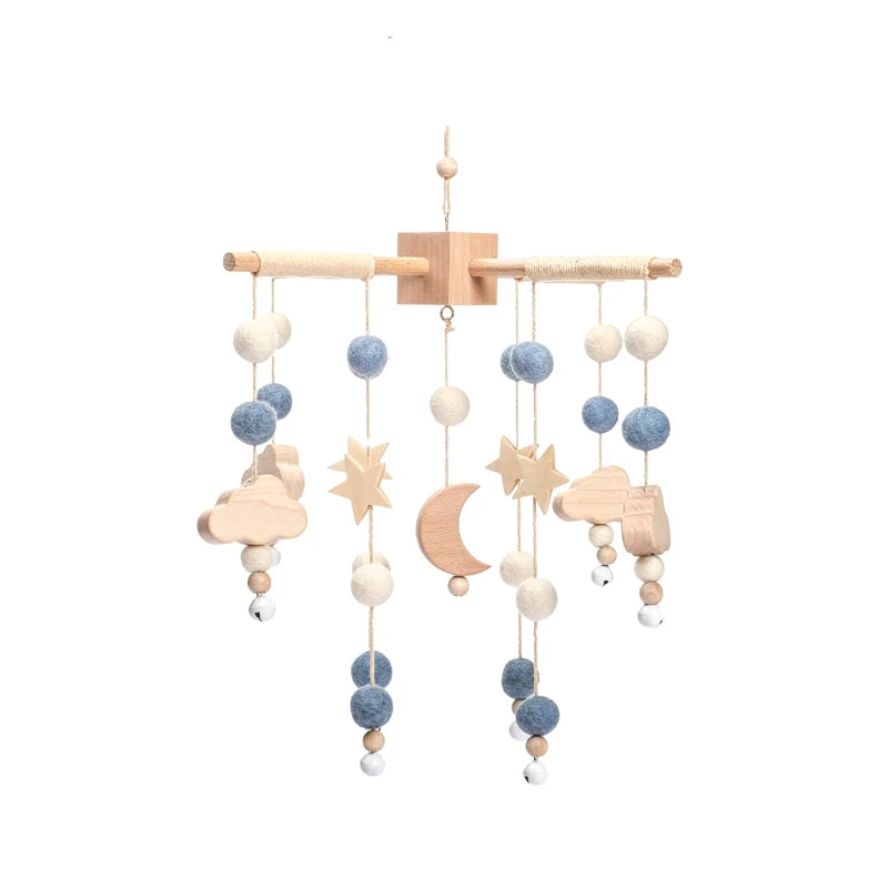 Wooden Baby Crib Mobile with Musical Rattle - Perfect Infant Toy