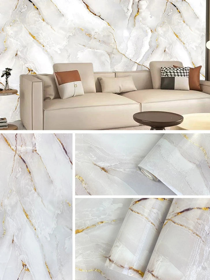Gilded Marble Waterproof Self-Adhesive Wallpaper for Stylish Interiors