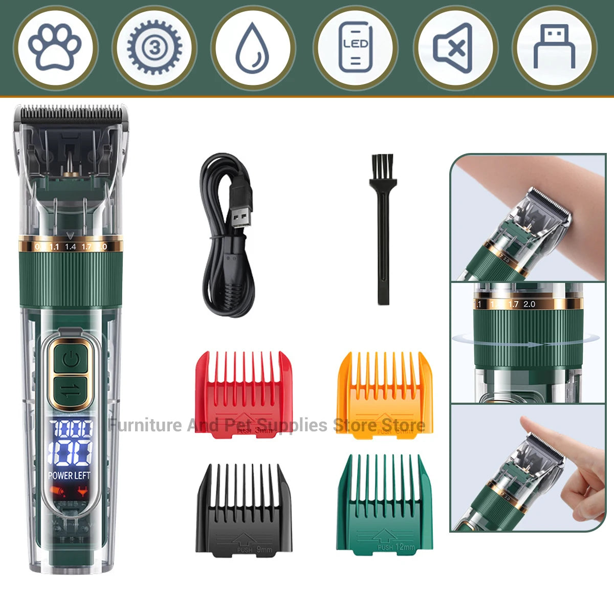 Professional Pet Grooming Clipper - USB Rechargeable & Silent