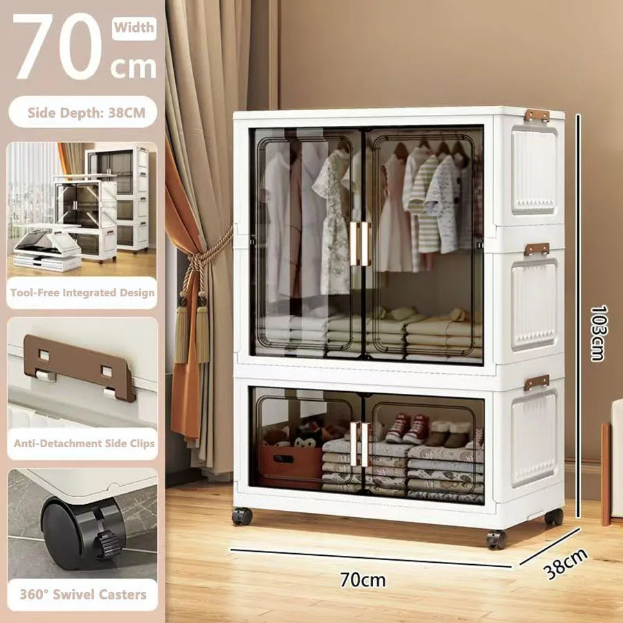 Folding Storage Cabinet - Multi-Use Organizer for Home & Kitchen