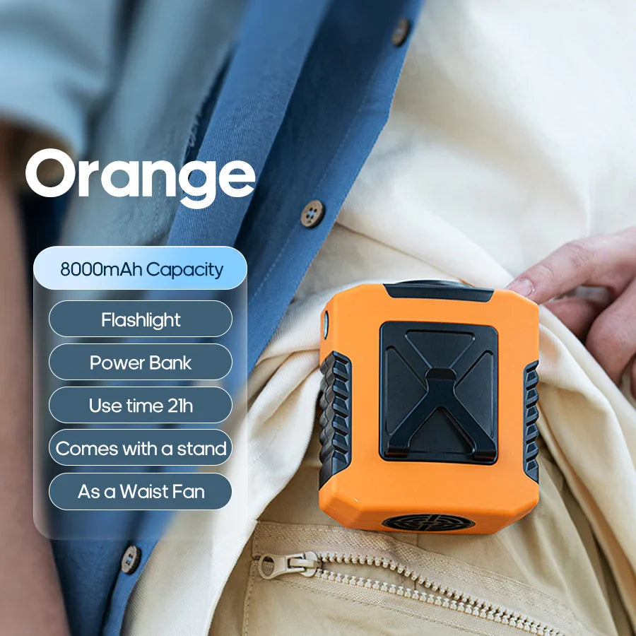 Kinscoter 6000mAh Portable Fan with Power Bank & Lanyard