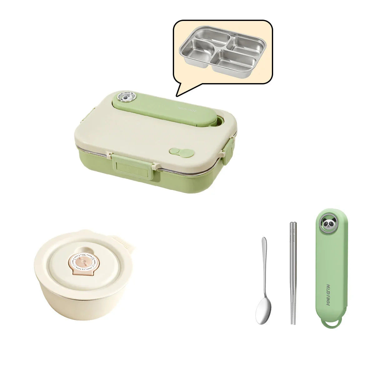 WORTHBUY Eco-Friendly Stainless Steel Bento Box - Microwave Safe