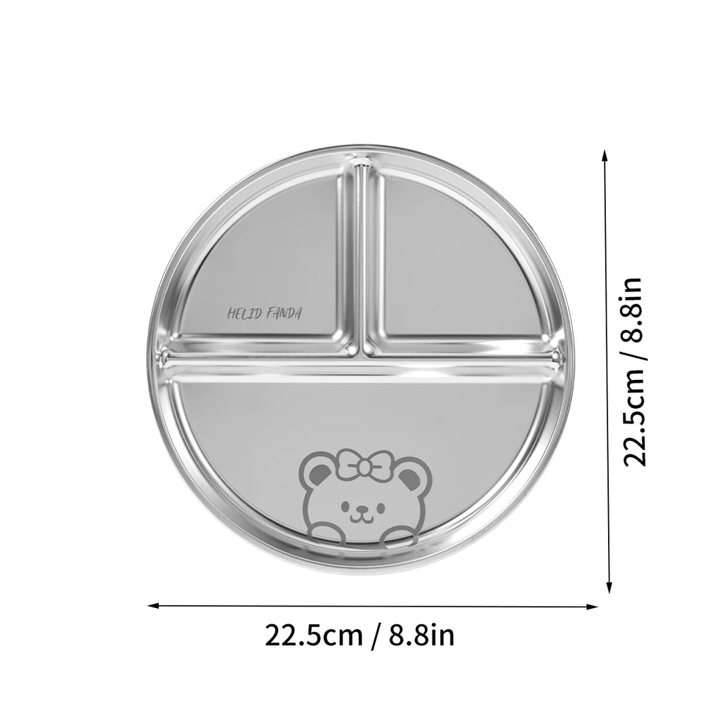 3-Compartment Stainless Steel Dinner Plate - Fun & Functional