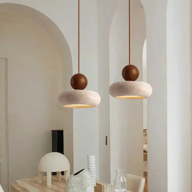 Vintage Pendant Light with Natural Yellow Agate - Elegant Illumination