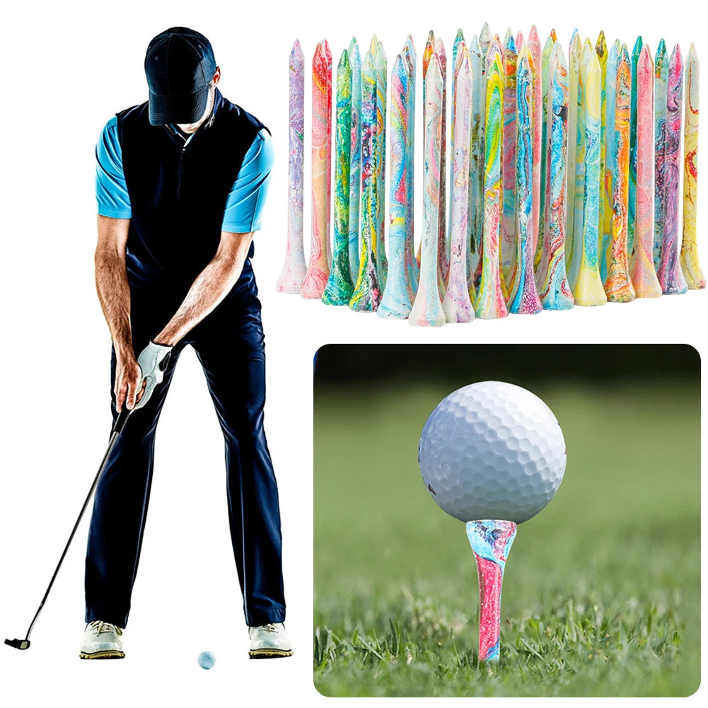 50 Colorful Wooden Golf Tees - 50Pcs Durable Golf Accessories