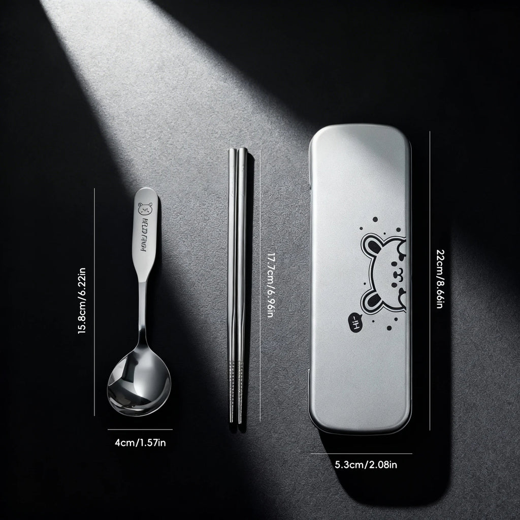 3-Piece Portable Stainless Steel Flatware Set for Kids & Outdoor Dining