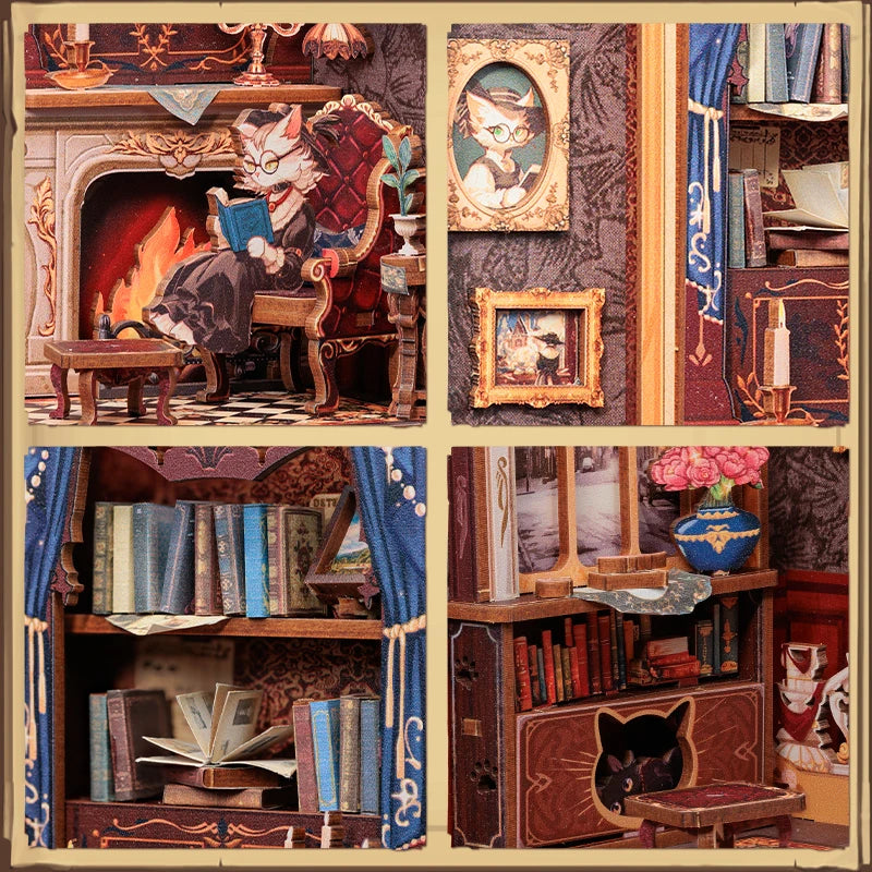 CUTEBEE DIY Book Nook Miniature Dollhouse with LED Lights - Creative Decor