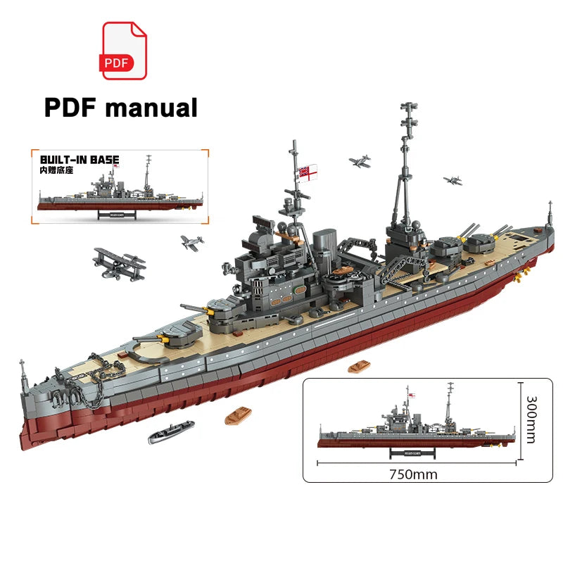 2277PCS WWII Battleship Building Blocks Set for Kids - Elizabeth Class