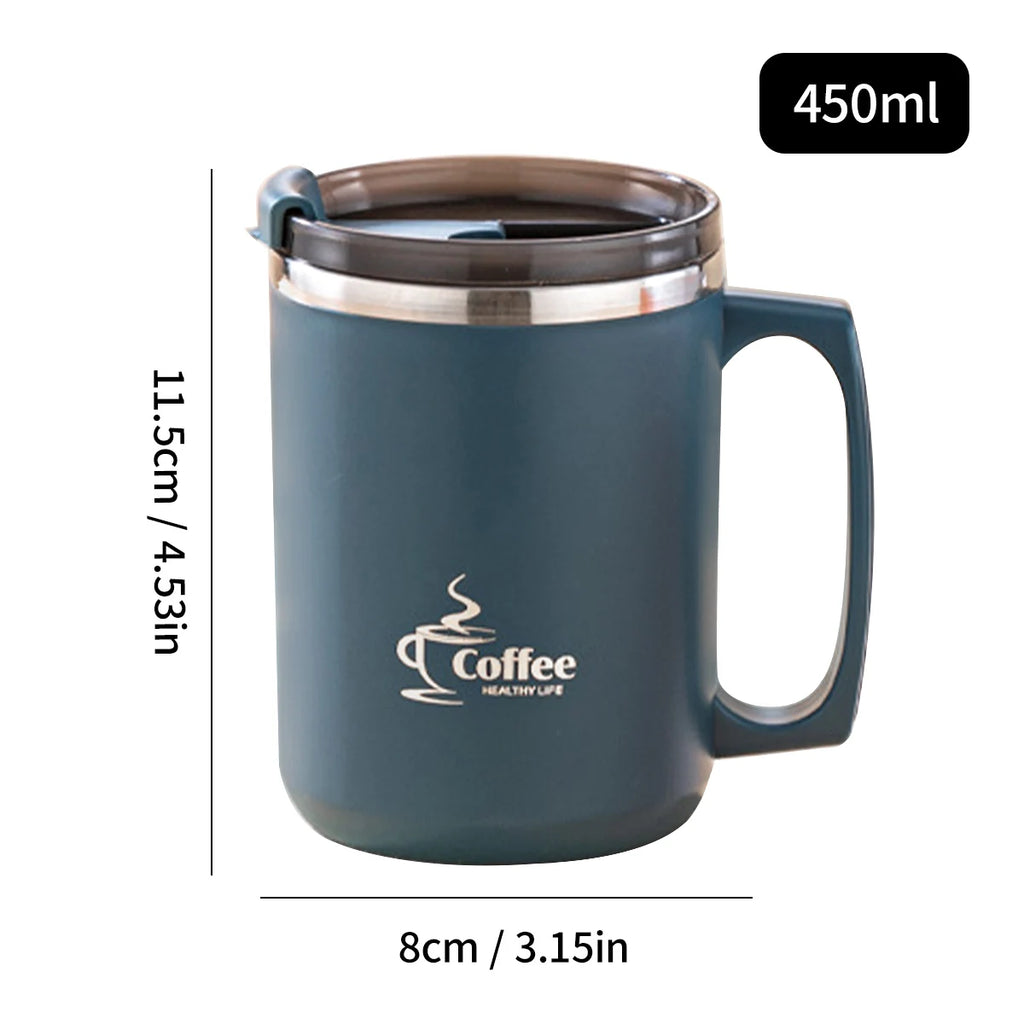 Double-Layer Insulated Stainless Steel Coffee Mug with Handle