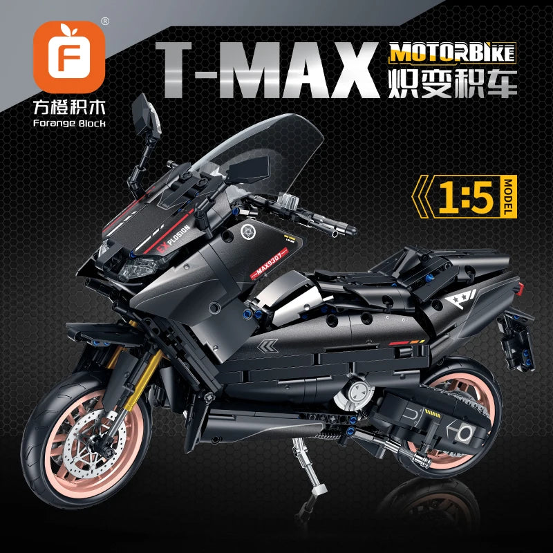 1282 PCS T-MAX Motorcycle Building Blocks - Creative Motorbike Model