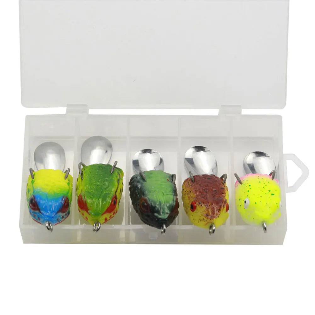5pcs Mini Bionic Frog Soft Bait with Double Hook - Lifelike Fishing Lure