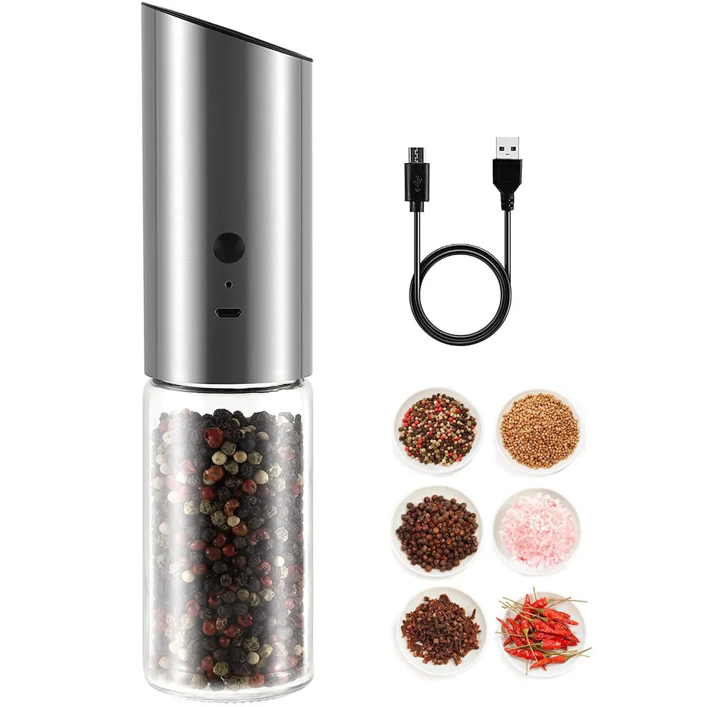 USB Rechargeable Electric Salt & Pepper Grinder Set - Effortless Spice Mill