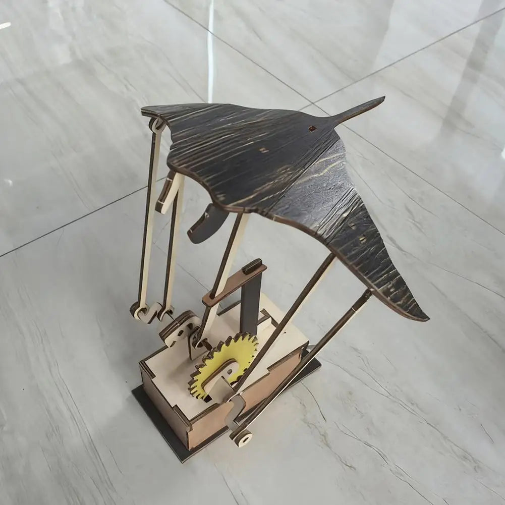 Artistic Wooden Manta Ray Automaton - Mesmeric Marine Movement Decor