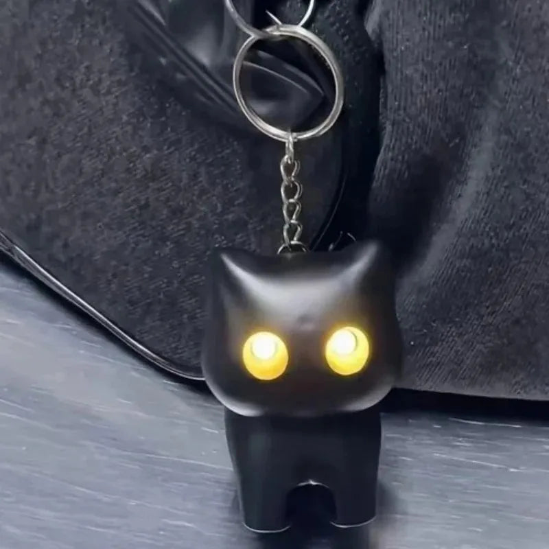 Cute LED Cat Keychain Night Light with Meowing Sound - Perfect Gift!