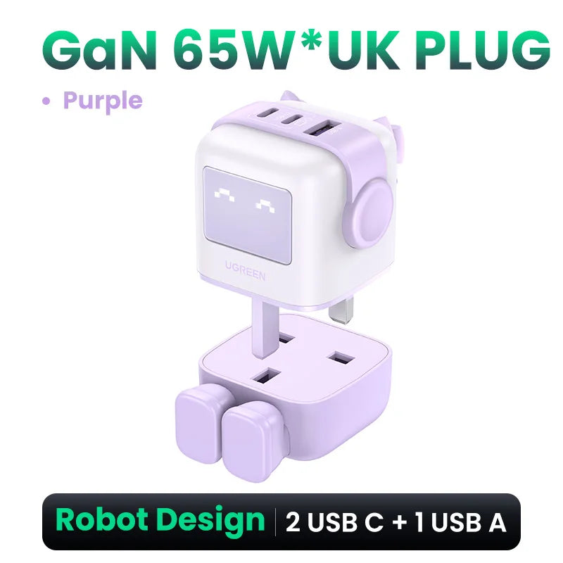 UGREEN 65W GaN Fast Charger - Unique Uno Robot Design