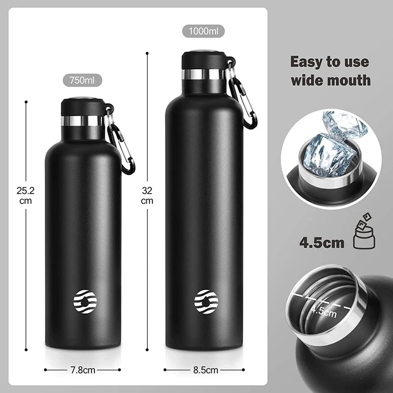 FEIJIAN Vacuum Insulated 1000ml Stainless Steel Bottle - Leak-Proof