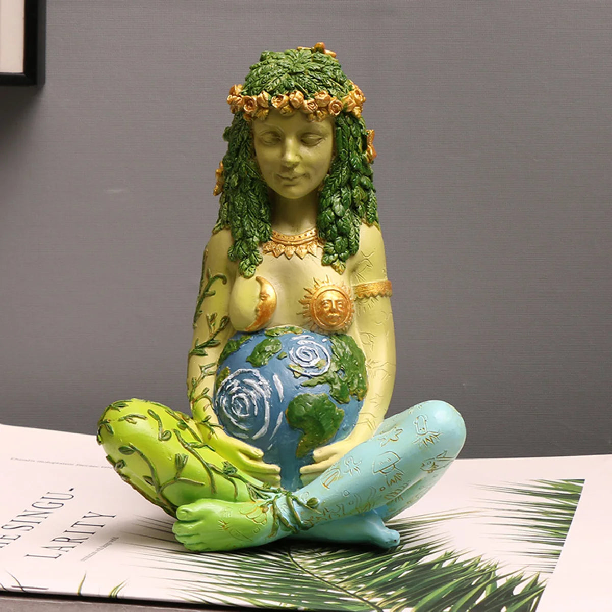 Gaia Green Goddess Statue - Nature-Inspired Home Decor