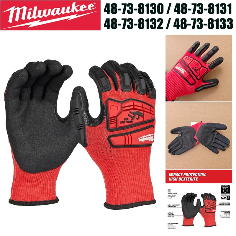 Milwaukee Level 3 Nitrile-Dipped Cut & Impact Resistant Work Gloves