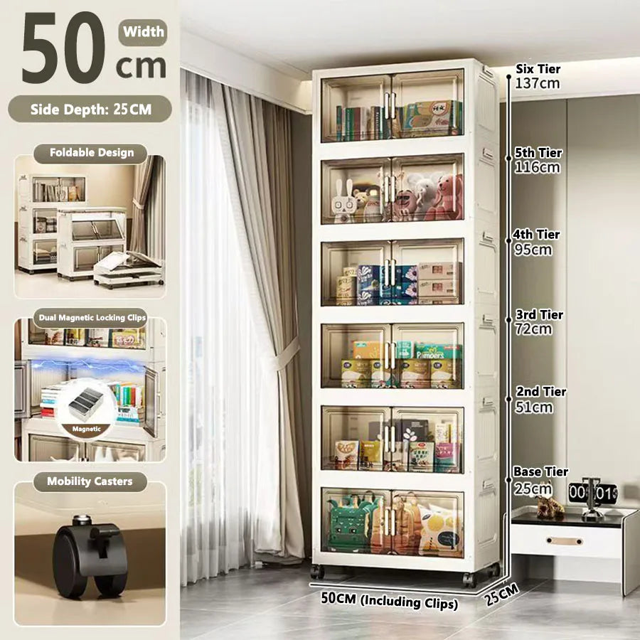 Folding Storage Cabinet - Versatile Toy & Snack Organizer for Home