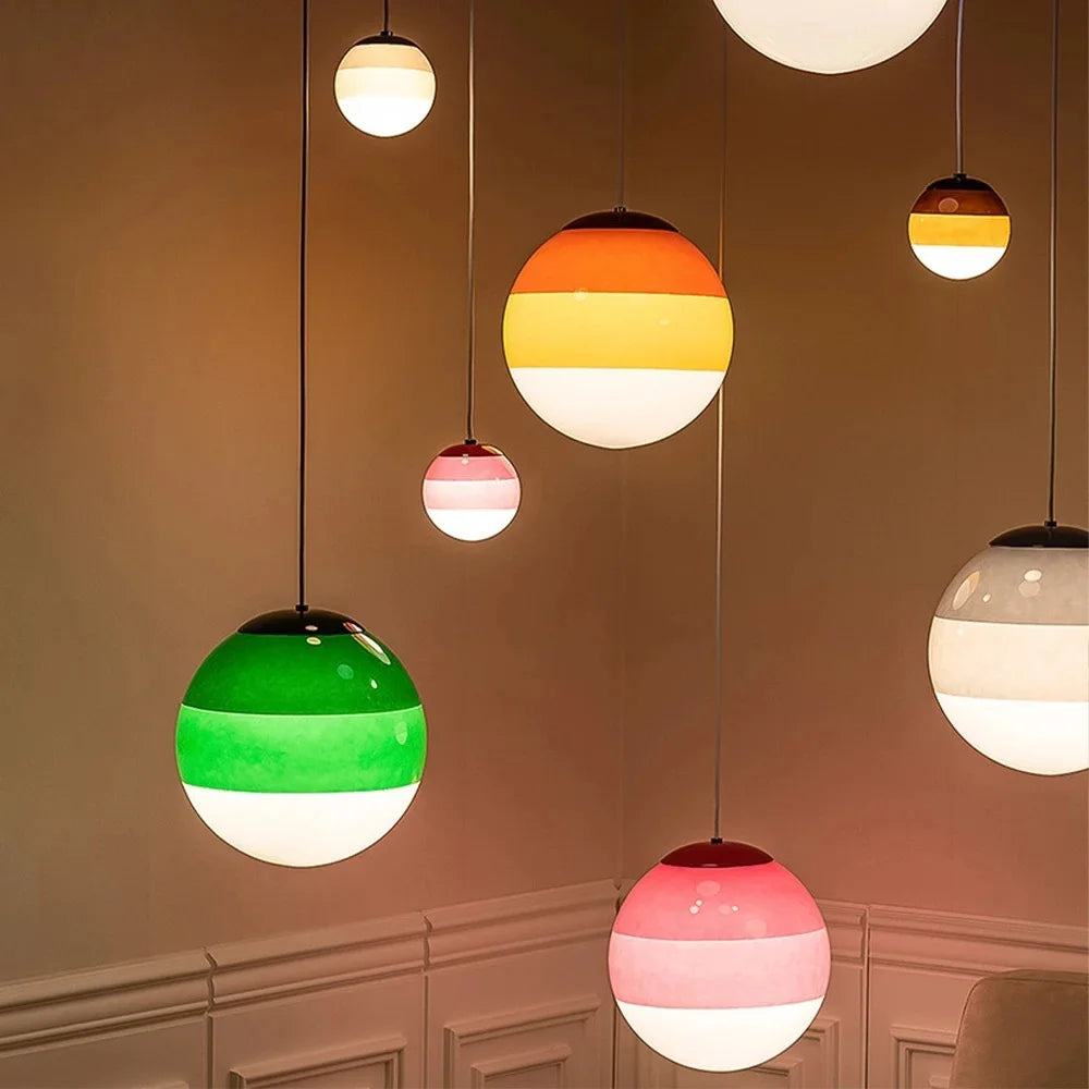 Modern Gradient Glass Ball Pendant Light for Home Decor