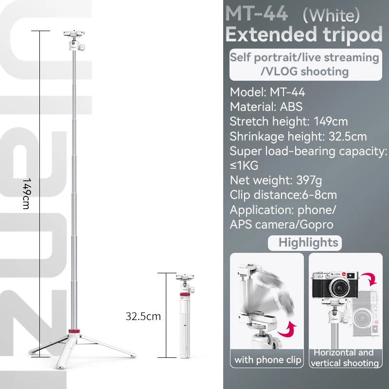 Ulanzi MT-44 Extendable Selfie Stick Tripod for Smartphones & Cameras