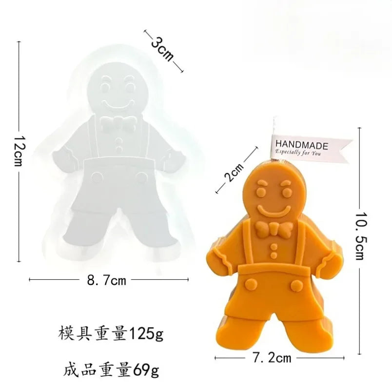 3D Gingerbread Man Silicone Candle Mold for DIY Crafts & Home Decor