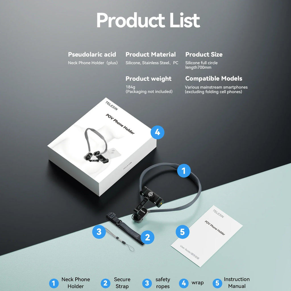 TELESIN 360° Neck Mount - Hands-Free Smartphone Photography Tool