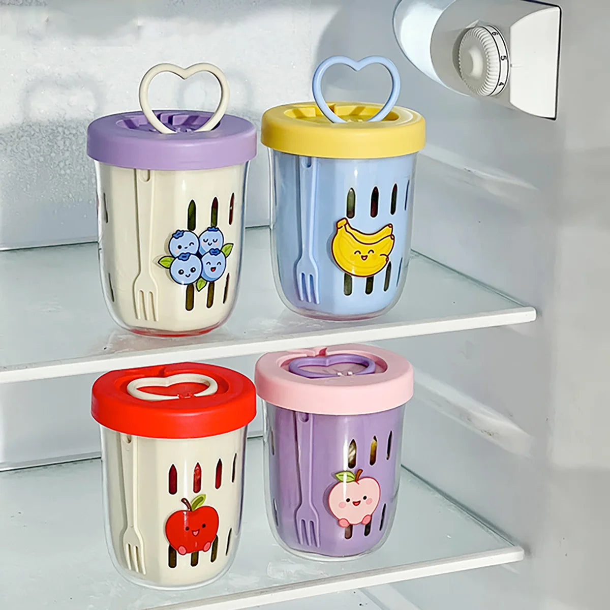 Double-Layer Cartoon Salad Cup - Ideal for Kids & Students