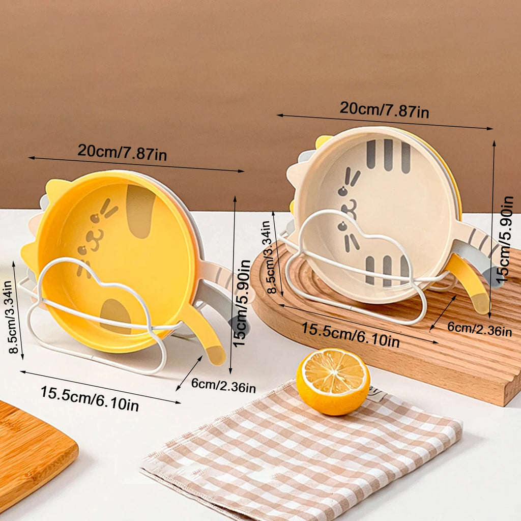 Cute Cat Shaped Reusable Plastic Plates - Fun Fruit Dessert Set