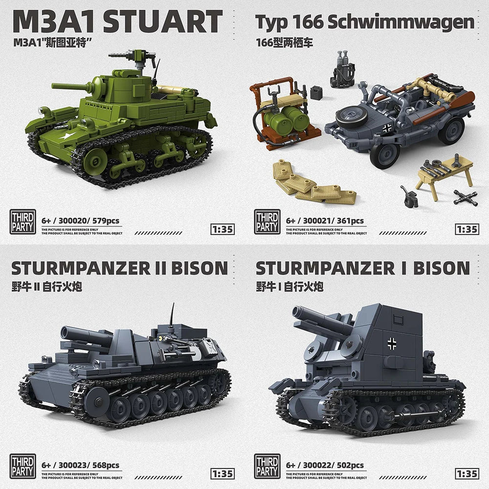 M3A1 Stuart Tank Building Blocks - Fun & Educational Car Toy