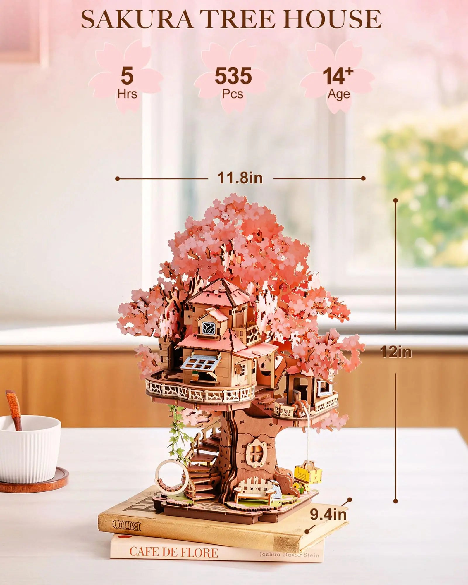 Robotime Sakura Tree House 3D Wooden Puzzle - DIY Decorative Model
