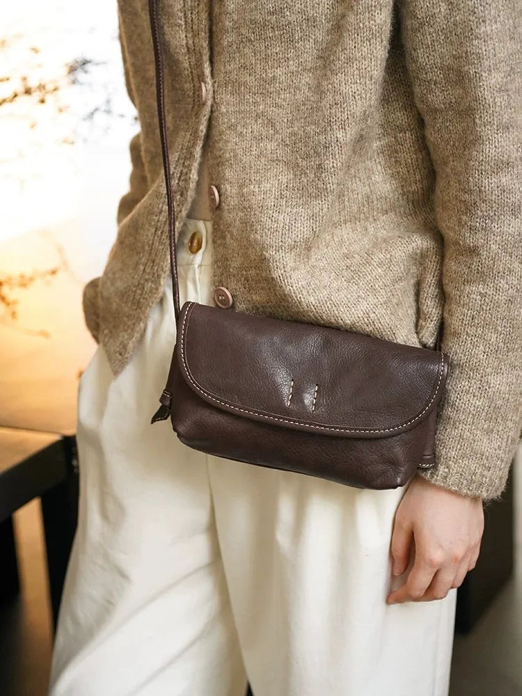 Artistic Mini Leather Shoulder Bag - Durable & Stylish Cell Phone Case