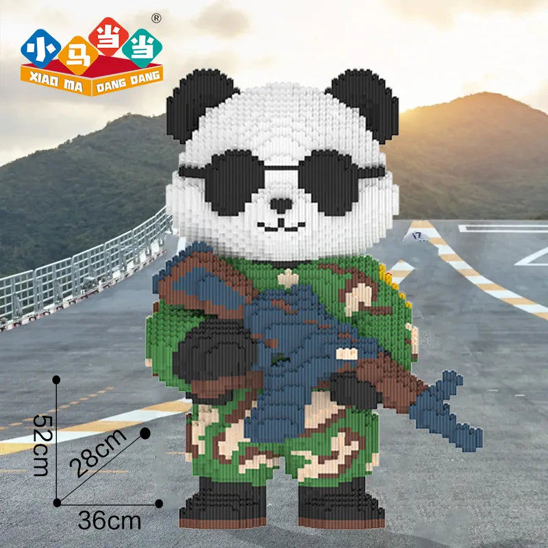 Cowboy Camouflage Panda Building Blocks - Fun 3D Puzzle Toy