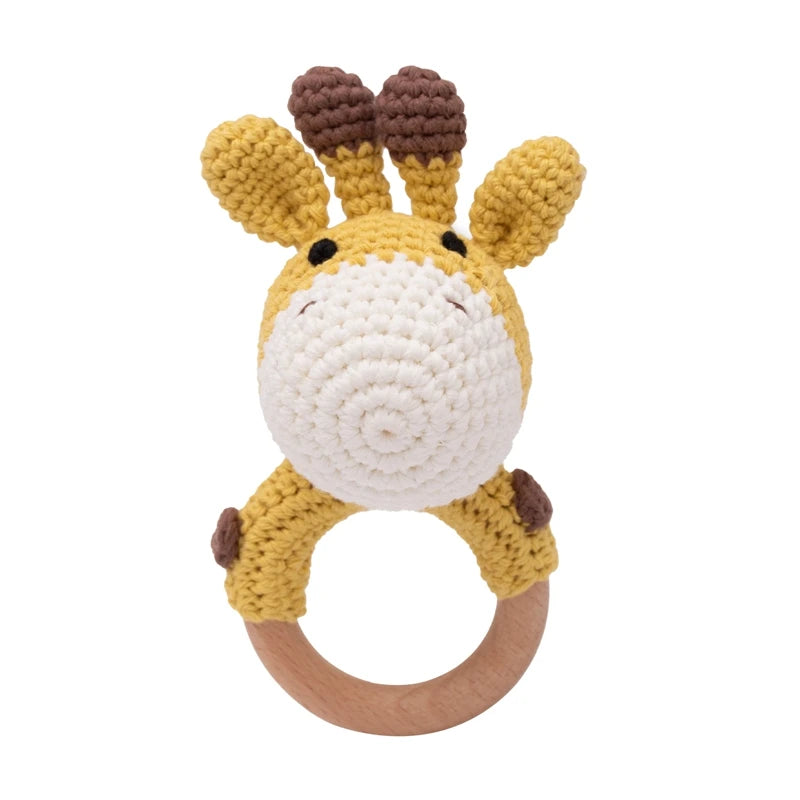 Bopoobo Baby Crochet Rattle Toy - Soft Wooden Teether & Infant Gym