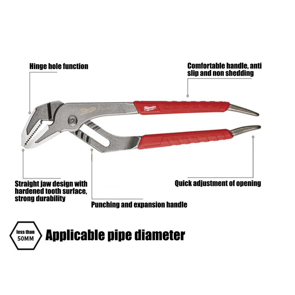 Milwaukee 12" Straight Water Pump Pliers - Comfort Grip & Durable