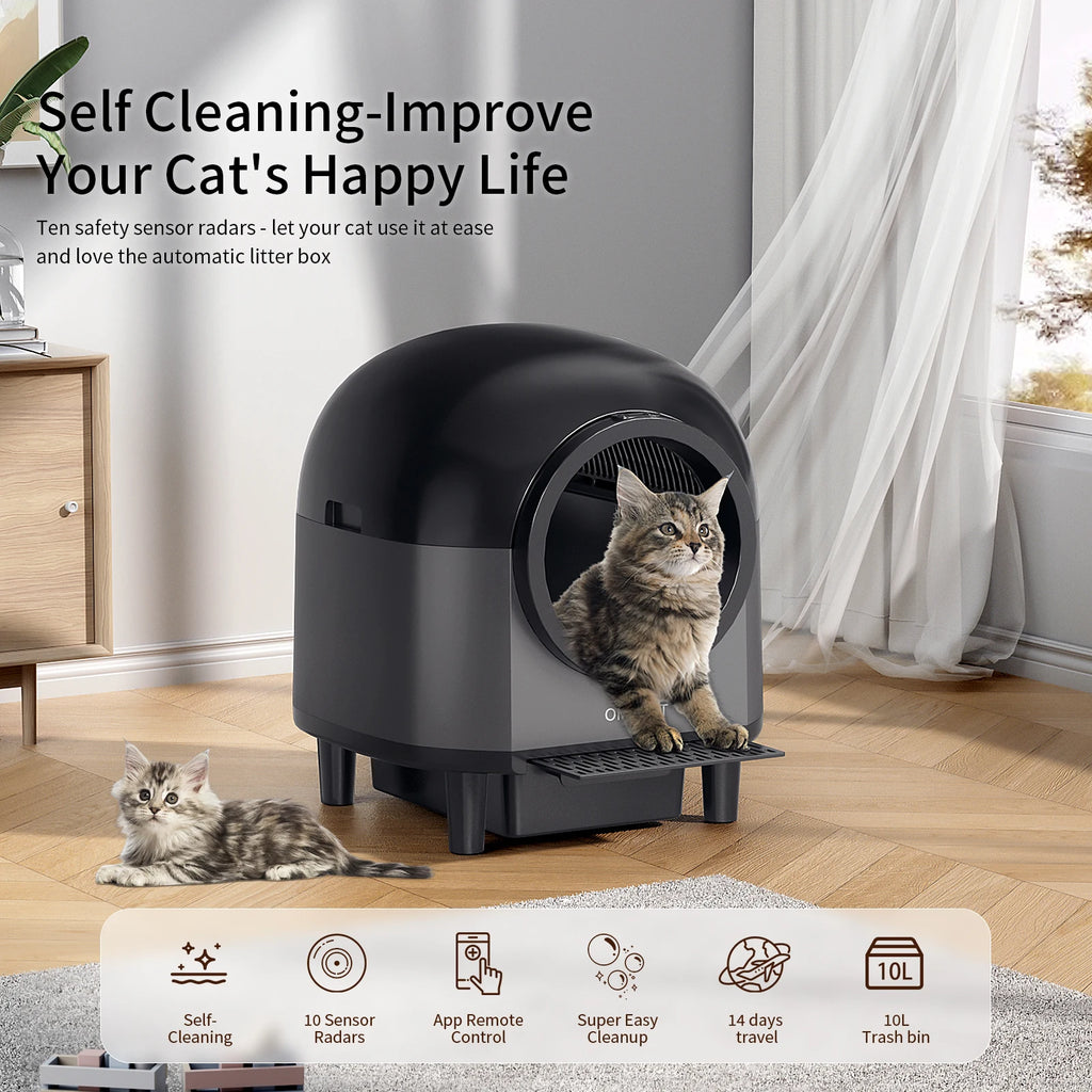 REDSASA Self-Cleaning Automatic Cat Litter Box with App Control & Stairs