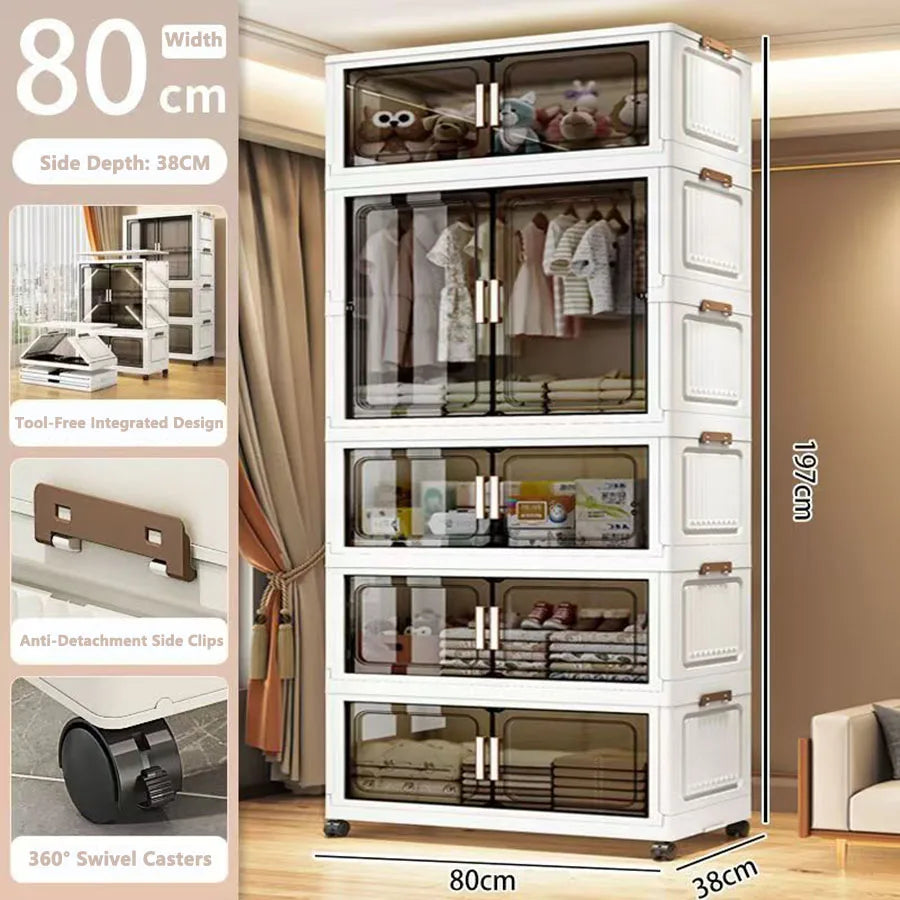 Folding Storage Cabinet - Multi-Use Organizer for Home & Kitchen
