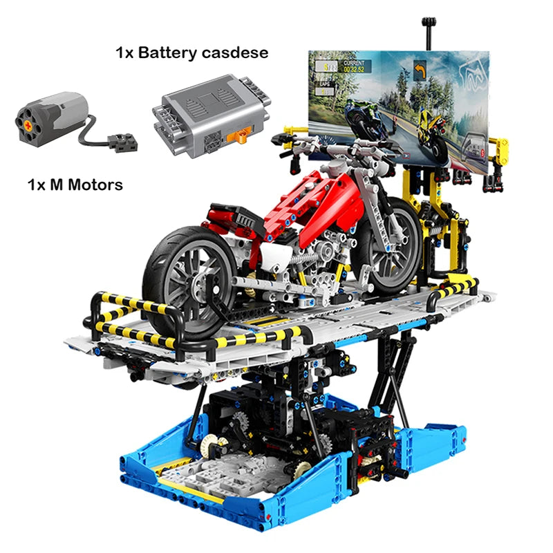 Motorcycle Test Bench Building Blocks - Fun Engineering Toy for Kids