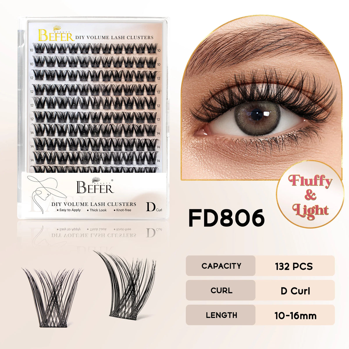 BEFER DIY Cluster Lashes - Natural Volume False Eyelash Extensions