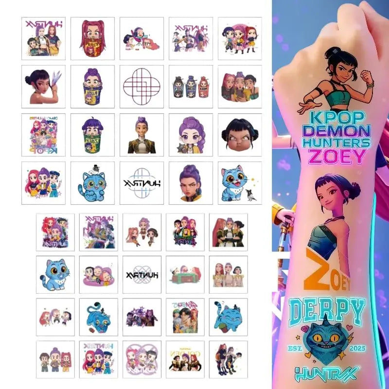 20pcs Cartoon Temporary Tattoo Stickers for Parties & Cosplay