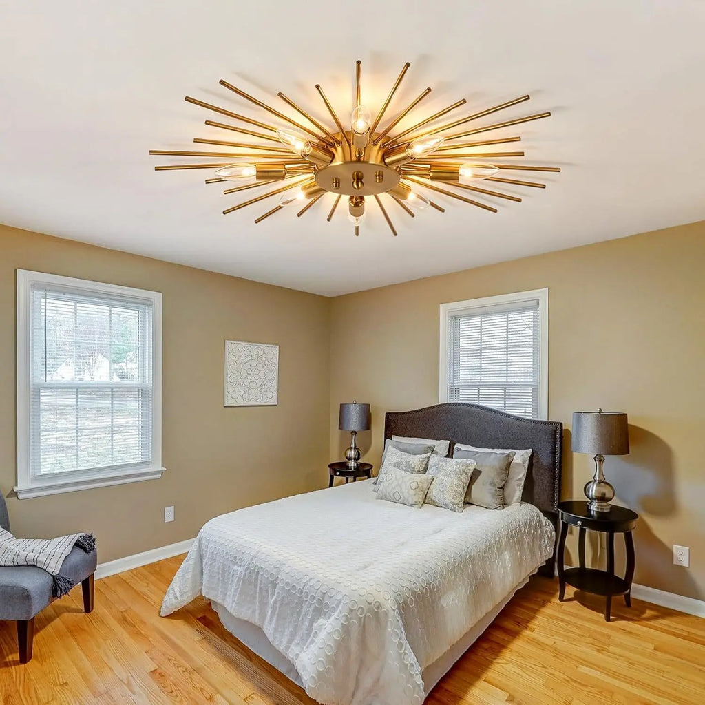 Elegant Modern Gold Metal LED Ceiling Light for Home & Restaurant