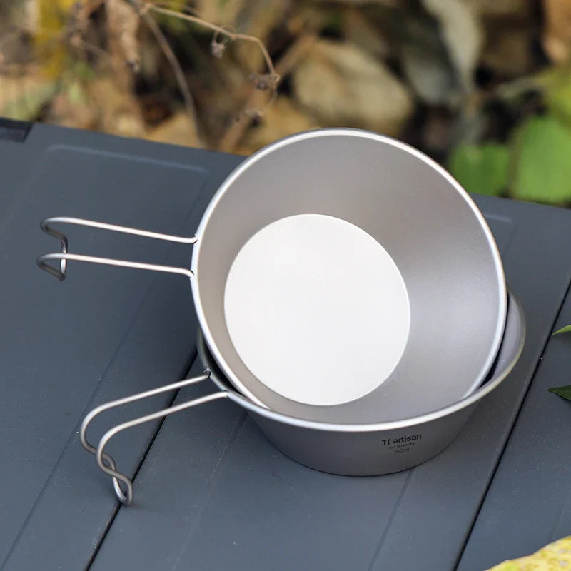 Tiartisan Ultralight Titanium Camping Bowl - 260ml with Fixed Handle