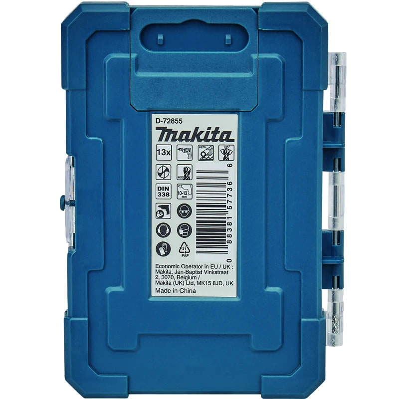 Makita HSS Twist Drill Bits Set - 13-Piece Titanium-Coated for Woodworking