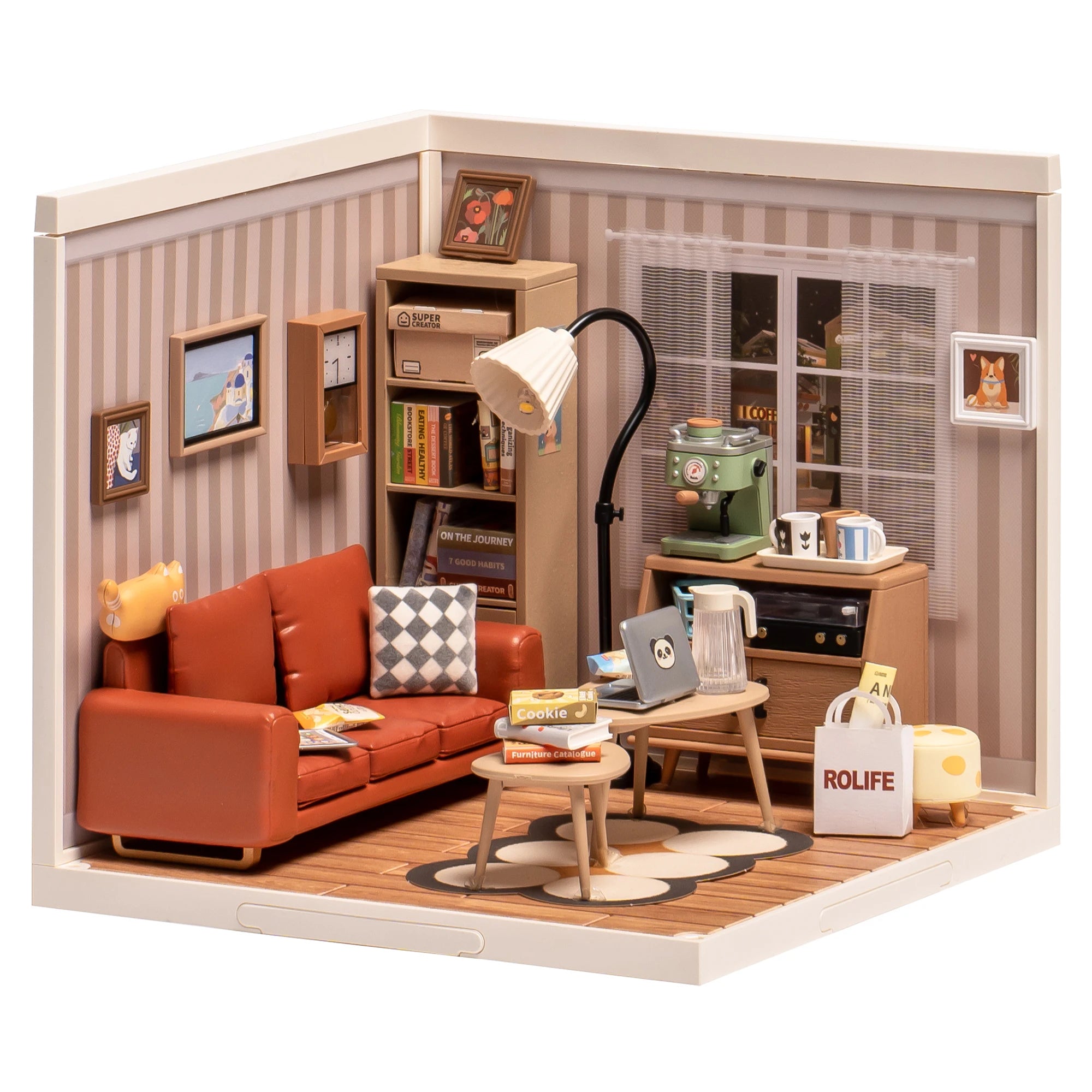 Robotime 3D Puzzle Miniature House Kit - DIY Cozy Living Lounge